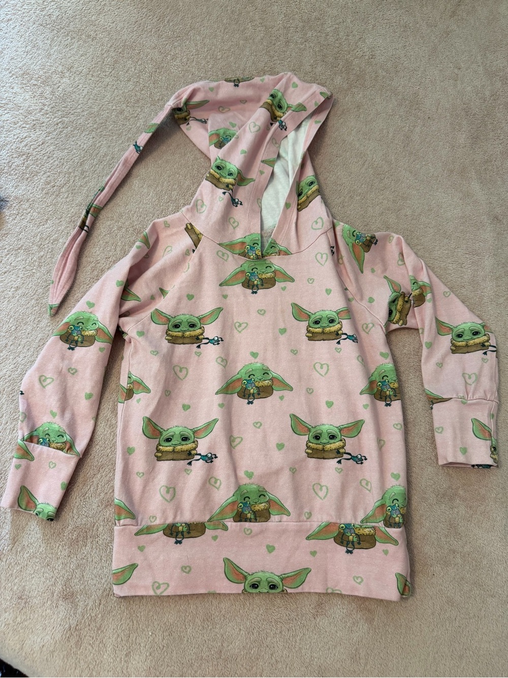 The Child Grogu Pink Hooded Sweatshirt for Kids